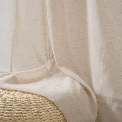 FMFUNCTEX Taupe Linen Sheer Curtains, 63 Inches, 2 Panels for Bedroom - color: Rod Pocket| Taupe, size: 52"W x 63"L (Pack of 2)