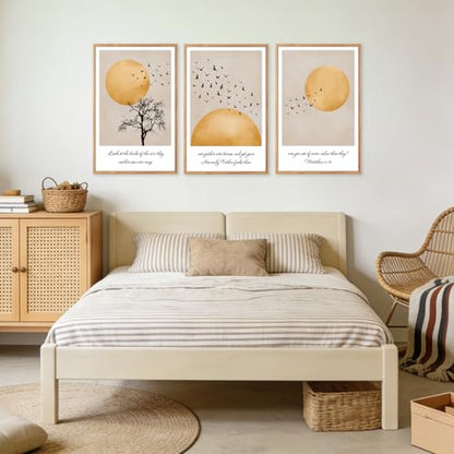CHDITB 3Pcs Look At The Birds Matthew 6:26 Framed Wall Art 16x24 Inch - color: Matthew 6:26 Look At The Birds Of The Air, size: 16"L x 24"W