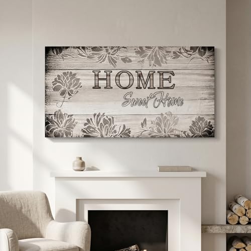 HUADAOART Home Sweet Home Canvas Wall Art – Framed Inspirational Quote Print for Living Room Entryway Farmhouse Decor Waterproof 20x40 Inch - size: 40"L x 20"W