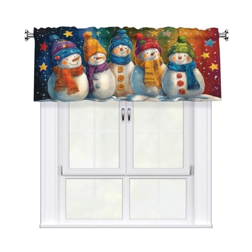 Christmas Snow Curtain Valance 54x18 Inches Window Treatment Rod Pocket Valance for Kitchen Bathroom Bedroom - color: Christmas Snow