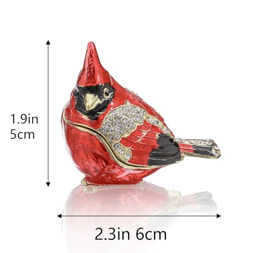 YU FENG 2.3 Inch Cardinal Bird Trinket Box, Hinged Jewelry Box Figurine - style: Cardinal bird