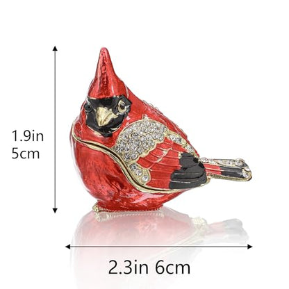 YU FENG 2.3 Inch Cardinal Bird Trinket Box, Hinged Jewelry Box Figurine - style: Cardinal bird