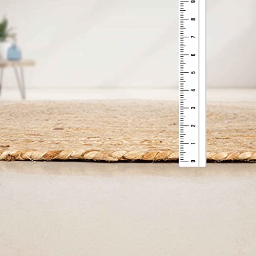 Hausattire Jute Braided Woven Area Rug 5 Feet Round - Natural - color: Natural, size: 5' (Round)