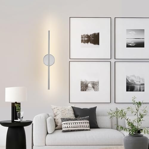KARTOOSH Battery Operated Wall Sconces Set of Two Wireless Wall Lights - color: Chrome, size: 20.4 Inches