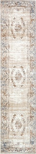 Unique Loom Chateau Collection Area Rug - Lincoln (3' 1" x 13' 1" Runner Blue Cream/Brown) - color: Beige/Light Brown, size: 3'1" x 13'1" (Runner)