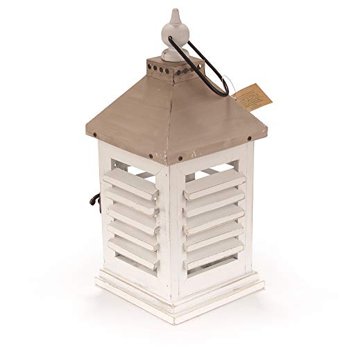 BambooMN 30.5cm(12인치) 장식용 나무 농가 랜턴 - 야외 및 가정용 대형 러스틱 랜턴 캔들 홀더 - 브러시드 탠 - color: 브러시드 탠, size: 12-Inch