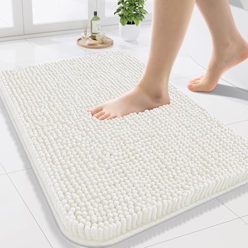 Arotive Bathroom Rugs 24x16, Soft Absorbent Shaggy Chenille Bath Rugs - color: Ivory, size: 24" X 16"