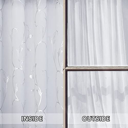 BUHUA Blackout Grommet for Kids Bedroom, 84 Inch Long - Thermal Insulated Drapes, Heat Blocking Panels, Wave Lines with Flower Pattern (42 x 84 Inch, Greyish White, 2 Panels) - color: Greyish White, size: 42"W x 84"L (Pack of 2)