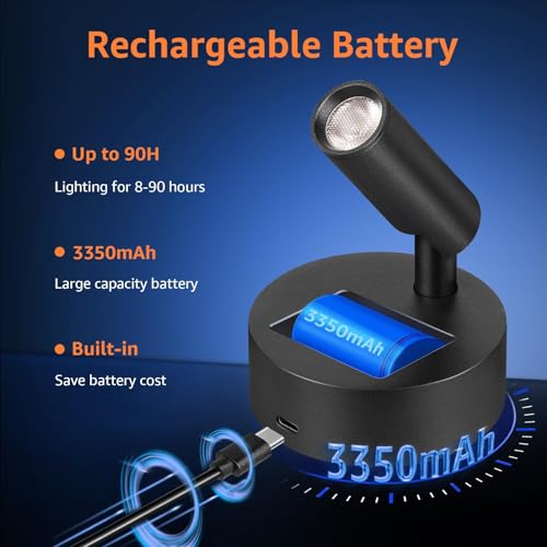 URTOM LED Wireless Spotlights Indoor with Remote Rechargeable Uplights with Timer Dimmable CRI 90+ Picture Light Battery Operated Spot Lights Indoor Accent Uplighting for Plant Reading, 2 Pack - size: 2 Pack