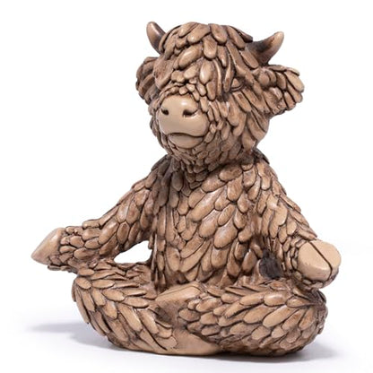 Hodao Meditation Highland Cow Figurine, Farmhouse Decor, Zen Desk Statue - color: Meditation Cow