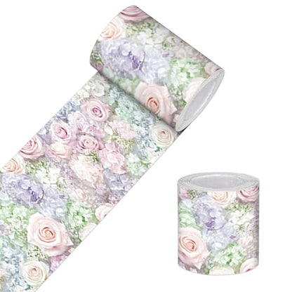 HOMETITUTE Peel and Stick Wallpaper Border 4x196in Pastel Rose Pattern - color: flower
