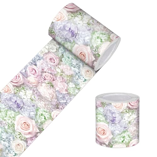 HOMETITUTE Peel and Stick Wallpaper Border 4x196in Pastel Rose Pattern - color: flower