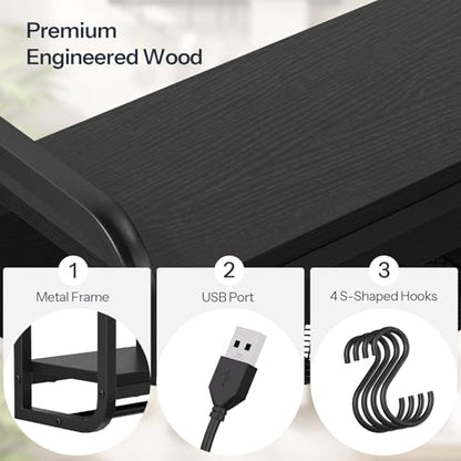 HOOBRO Gaming Floating Shelves for Wall, 26.4" LED Wall Shelf Display Rack - color: Black