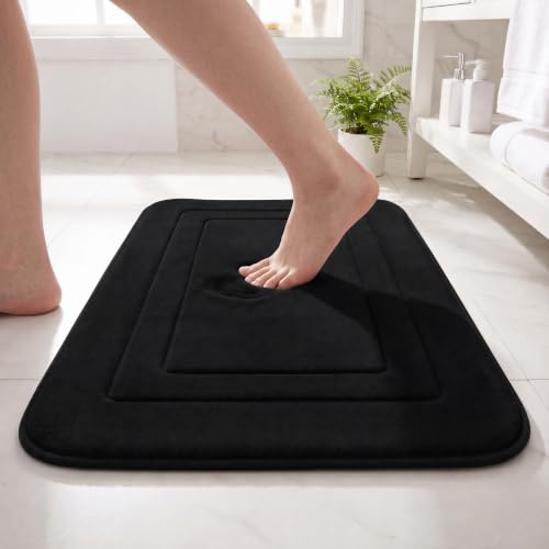 Cupic Cupid Memory Foam Bath Mat 20"×32", Non Slip Bathroom Rugs, Black - color: Black, size: 1'8" x 2'8" (20" x 32")