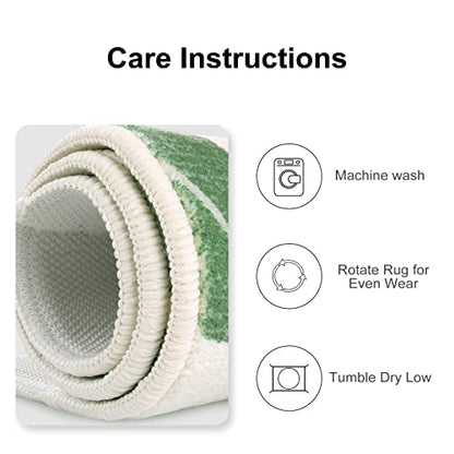 Lukinbox Green Bathroom Rugs Non Slip, Cute Washable Bath Rugs Mat, Small Leaf Bathroom Mat Soft Plant Area Rug for Indoor Shower Bathtub, 20"x31" - size: 20" x 31"