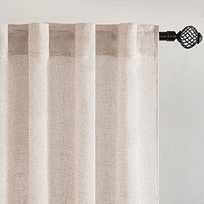 MIULEE Kitchen Curtain 24 Inch Long 2 Panels Natural Linen White Farmhouse - color: Natural Linen White, size: 26"W x 24"L (Pack of 2)