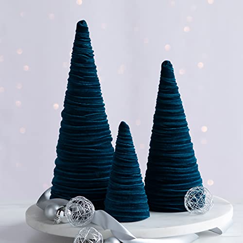 Your Heart's Content Teal Velvet Trees Set of 3 (Teal) - color: Teal