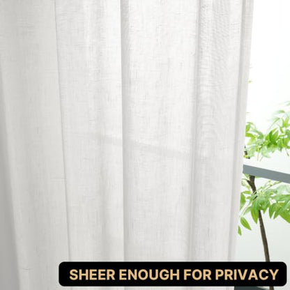 PrinceDeco Linen Semi Sheer Curtains for Living Room, 52x84 inch, Off White - color: Off White, size: 52"W x 84"L (Pack of 2)