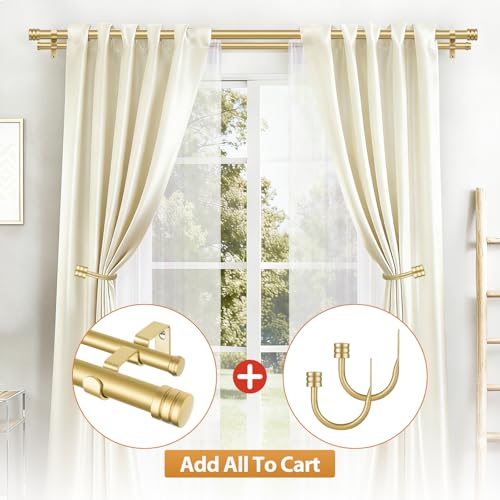 TONIAL 1 Inch Double Curtain Rods for Windows, 72 to 144 Inch, Gold - color: Gold, size: 72-144"