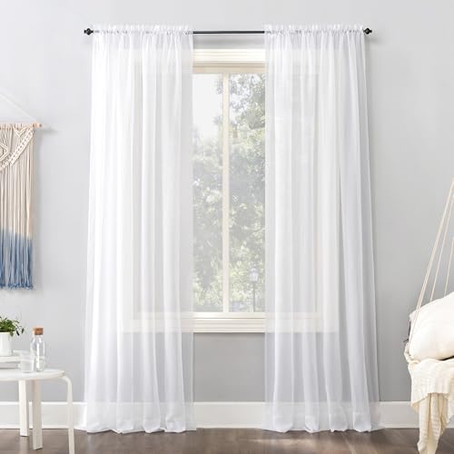 No. 918 Emily Sheer Voile Single Curtain Panel, 59 x 108 Inch, White - color: White, size: 59"W x 108"L (Pack of 1), style: Emily