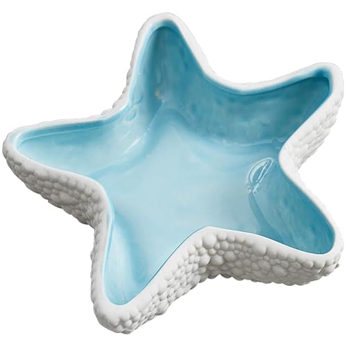 Disoza 8.2" x 7.5" x 1.6" Large Starfish Jewelry Dish Tray Ceramic Starfish Ring Holder Seastarfish Bowl Cute Jewelry Organize Key Storage Tray Decorative Trays for Home Decor Porcelain Jewelry Deco - color: Starfish Decorative Trays for Home Decor