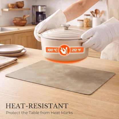 MOSAYT Vinyl Faux Leather Placemats, Set of 6, Apricot - color: Apricot