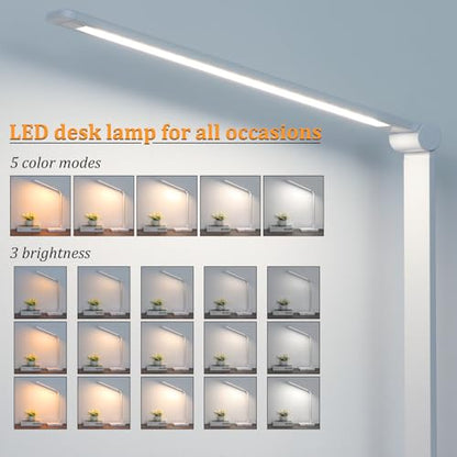 LED Desk Lamp with USB Ports,Touch Desk Lamps for Home Office with 5 Modes - color: White