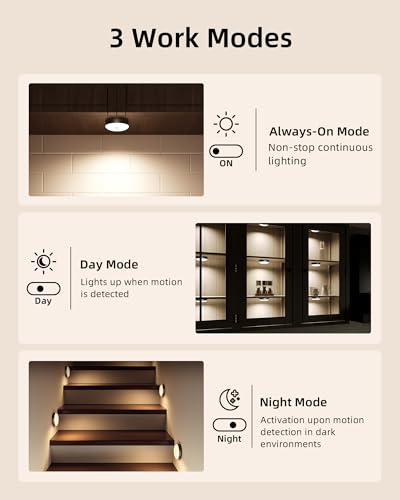 EZVALO RGB Puck Lights with Charging Station, Motion Sensor Cabinet Lights - color: Black