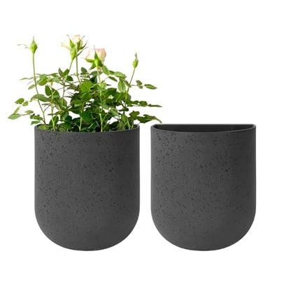 LA Jolie Muse Wall Planters for Indoor Plants, Hanging Flower Pots, 2 Pack - color: Concrete Gray