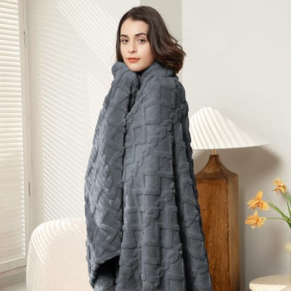 Aganear Fleece Throw Blanket for Couch Sofa 60"x80" Grey - color: Gray, size: Twin(60×80in)