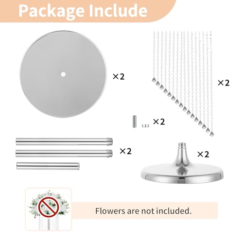 NUPTIO Tall Centerpiece for Table, Silver, 35.4", 2 Pcs - color: Silver, size: 2 Pcs 35.4 in