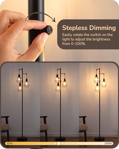 EDISHINE 70IN Farmhouse Floor Lamps for Living Room, Black Dimmable - color: Black