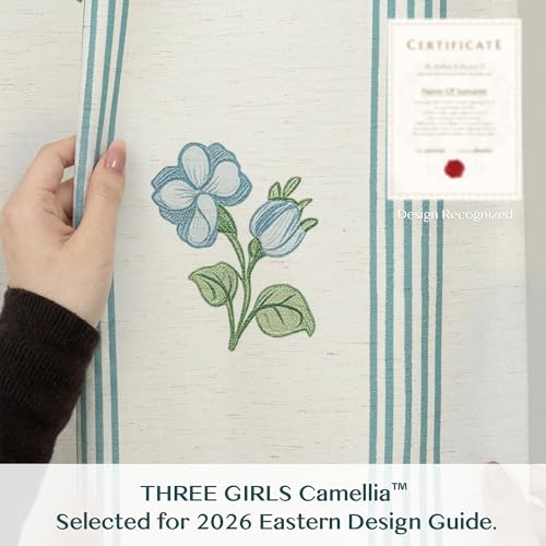 Pinch Pleat Linen Blend Curtains Blue Stripe Floral, 40"W x 102 Inches Long - color: Blue Stirpe, size: 40"W x 102"L (Pack of 2)
