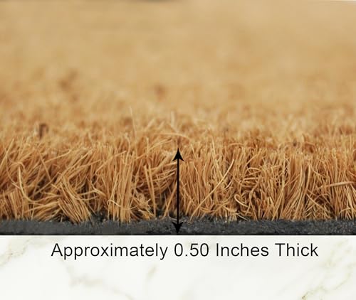 Coir Doormat - 17x30 inch Deep Groove Dirt Trapping Hello Design - color: Hello - Impression, size: 1'5" x 2'6" (Rectangular)