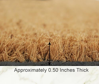 Coir Doormat - 17x30 inch Deep Groove Dirt Trapping Hello Design - color: Hello - Impression, size: 1'5" x 2'6" (Rectangular)