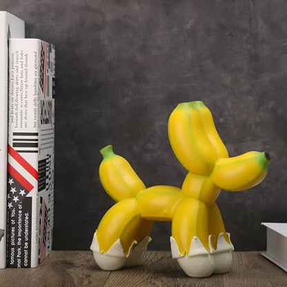 Creative Banana Balloon Dog Resin, Home Decor Statue, Standing Puppy Sculpture, Modern Animal Art Crafts, Creative Collectible Figurine, Tabletop Ornament, Gift for Dog Lover