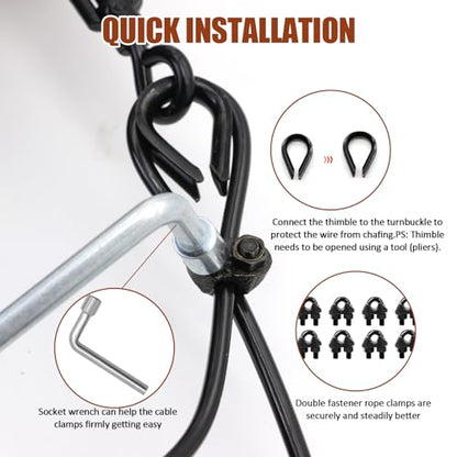 String Light Hanging Kit, All-Black Globe String Lights Suspension - size: 1/8 in. X 100 ft.