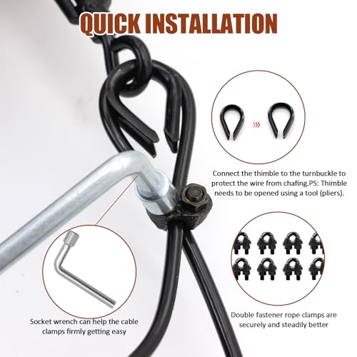 String Light Hanging Kit, All-Black Globe String Lights Suspension - size: 3/16 In. X 100 FT.
