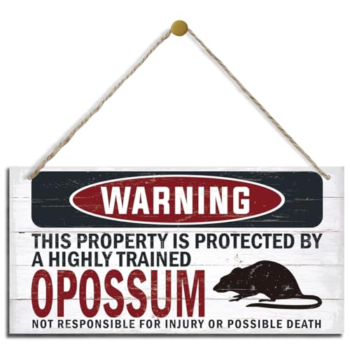 Warning Sign, Opossum Warning Wood Plaque Sign, Funny Door Signs, Decorative Wood Hanging Suspension Plaque, Farmhouse Wooden Wall Decor, Outdoor Hanging Wooden Signs - color: OPOSSUM