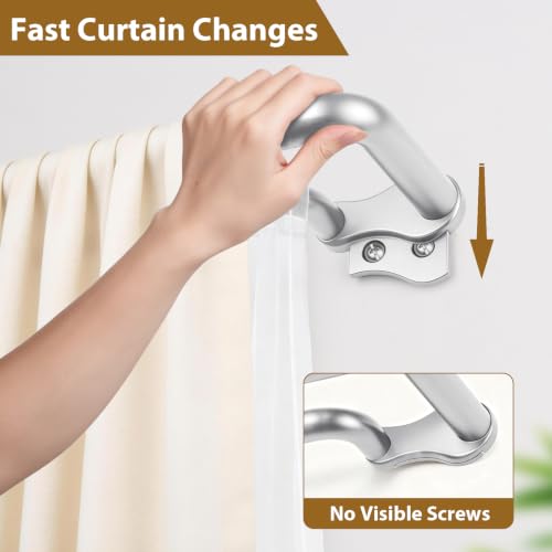 KAMANINA Double Curtain Rod 32 to 86 Inch, Silver Wrap Around Drapery Rods - color: Silver, size: 32-86"