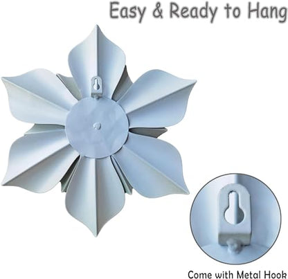 Metal Flower Wall Sculpture,12.5" Gradual Grey Gold Rustic Modern Floral - color: 01B-Grey