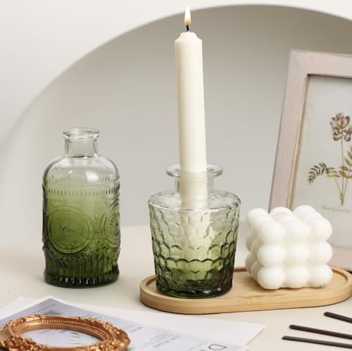 5pcs Green Glass Bud Vase Set, Small Flower Vases for Centerpieces in Bulk - color: Green, size: 5pcs