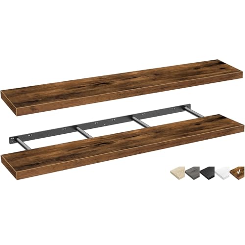 QEEIG Extra Long Floating Shelves for Wall (Brown, Set of 2, 55.1") - color: A. Brown, size: 55.1"