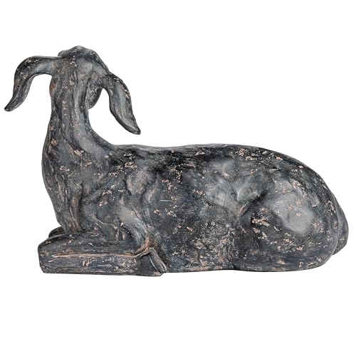 Creative Co-Op Resin Lying in Rest Goat Accent Décor with Cast Iron Finish, Black - size: 8-3/4"L x 4"W x 5-3/4"H