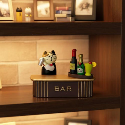 Funny Miniature Cat Bartender Figurines with Cocktail Bar for Office Desk Accessories, Unique Cat Gift for Cat Lovers (Bar Set) - color: Bar Set