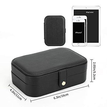 Small Jewelry Box Storage Organizer Jewelry case Travel Jewelry Organizer - color: Black