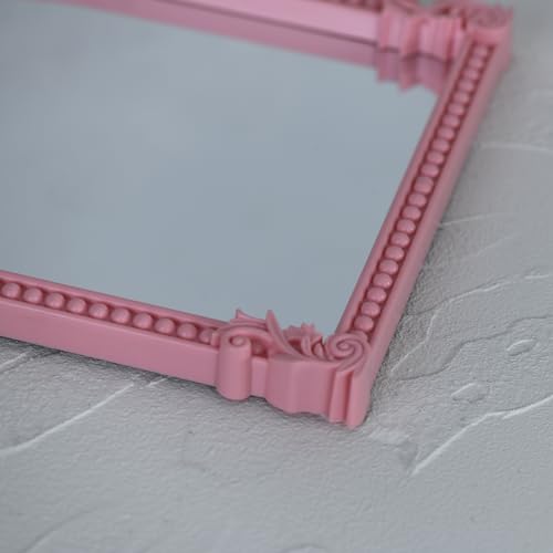 2Pack Pink Plastic Arched Makeup Mirror (10.6" L x 8.3" W) - color: Pink-2pack
