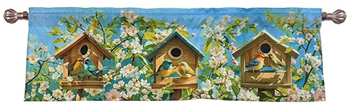 Birdhouse Floral Flower Window Curtain Valance 52X16 Inches - color: Birdhouse
