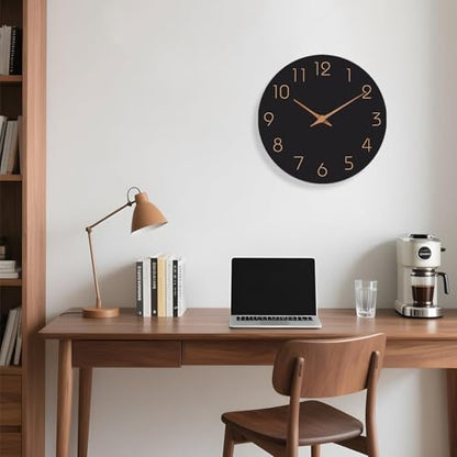 Mosewa 12" Wall Clock Battery Operated Silent Non-Ticking Modern Simple - color: B_black, size: 12 Inch