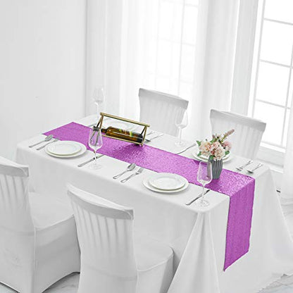 Pufogu 12 x 72 inches Lavender Sequin Table Runner, 2 Packs - color: Lavender